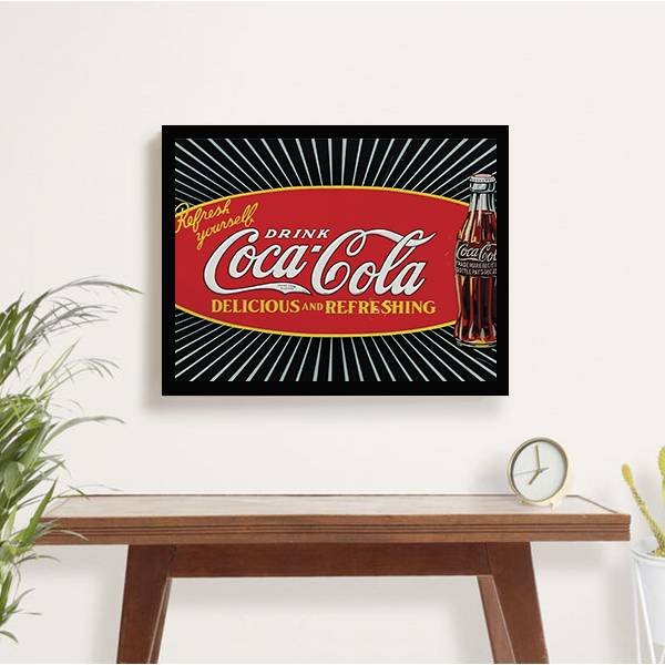 Quadro Coca-Cola Classic 33x24cm - com vidro:Madeira preta - 2