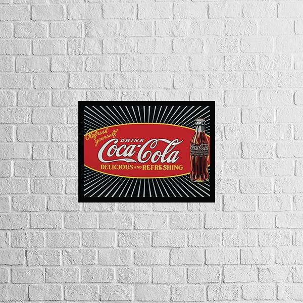 Quadro Coca-Cola Classic 33x24cm - com vidro:Madeira preta - 1