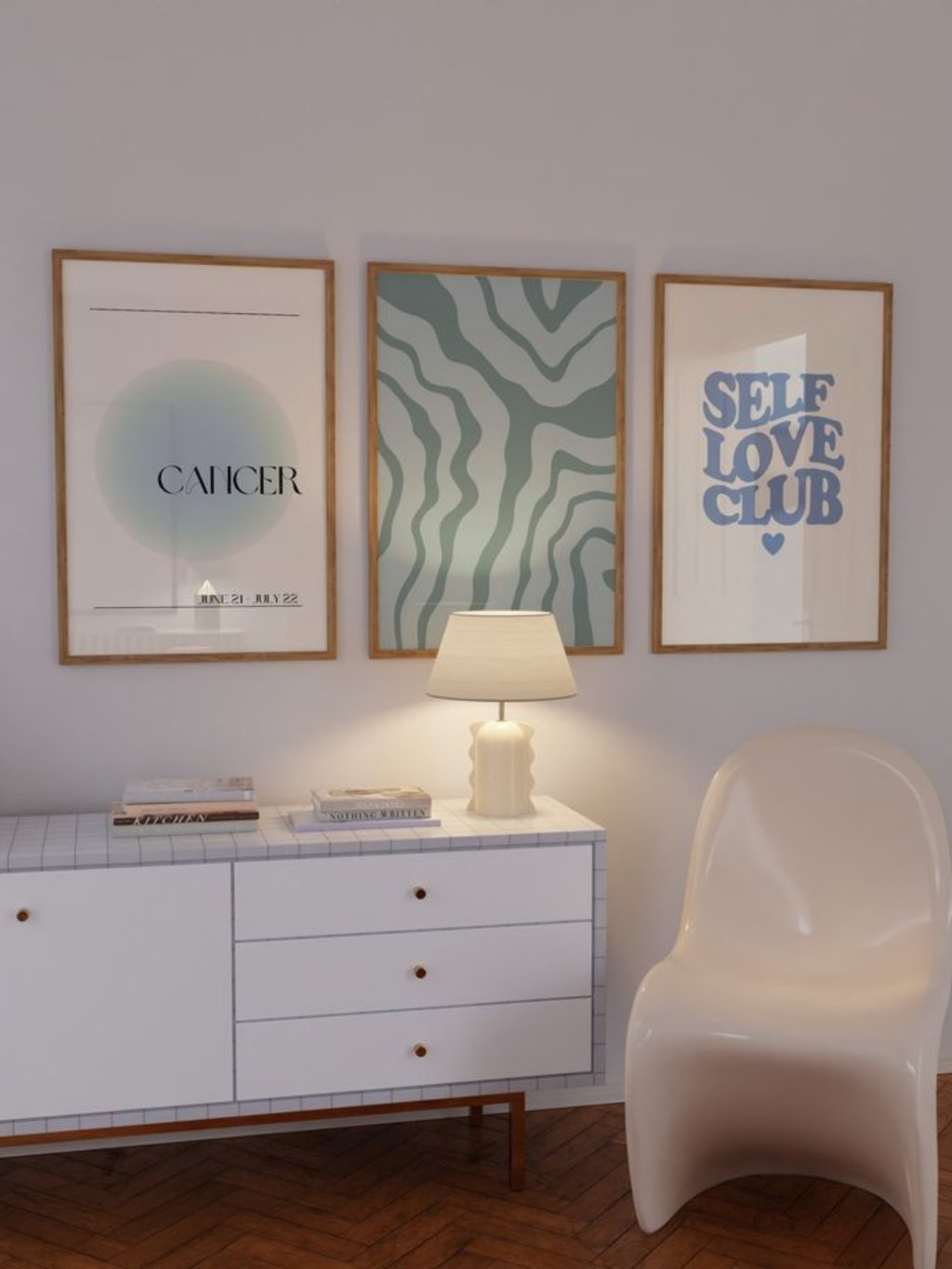 Kit 3 Quadros Decorativos Signo Cancer Self Love Club