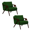 Ver imagem 1 de Conjunto 2 Poltronas Sala de Estar Monique Madeira Castanho Cor: Verde Veludo