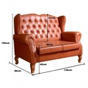 Ver imagem 2 de Sofá Imperador 2 Lugares 135cm Caramelo Couríssimo Clássico Chesterfield Bella Decor