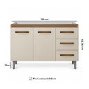 Ver imagem 3 de Balcão Pia Cozinha Gabinete Pia 2 Portas 3 Gavetas Off White