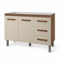 Ver imagem 2 de Balcão Pia Cozinha Gabinete Pia 2 Portas 3 Gavetas Off White