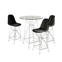 Ver imagem 1 de Jogo Mesa Bistrô Eames Vidro 60Cm 3 Banquetas Preta Base Ferro Branco - Cor: Branco