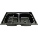 Ver imagem 1 de Cuba Dupla Aço Inox Preta 78x43cm com Acessórios - Cub-002-b - Stillus Home Cuba Dupla Gourmet 78x43