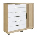 Ver imagem 1 de Cômoda Vegas 1 Porta Ripada e 6 Gavetas Canela Faimec 4616-22