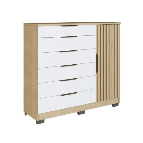 Cômoda Vegas 1 Porta Ripada e 6 Gavetas Canela Faimec 4616-22