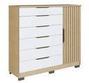Ver imagem 1 de Cômoda Vegas 1 Porta Ripada e 6 Gavetas Canela Faimec 4616-22