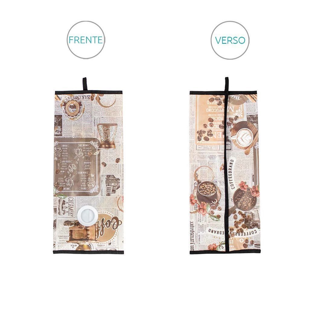 Puxa Saco Porta Sacolas Estampado Impermeável Café