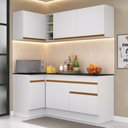 Ver imagem 3 de Armário de Cozinha Compacta de Canto com Rodapé Veneza Multimóveis V2092 Branco/Dourado