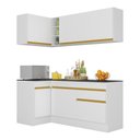 Ver imagem 1 de Armário de Cozinha Compacta de Canto com Rodapé Veneza Multimóveis V2092 Branco/Dourado