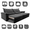 Sofá Retrátil e Reclinável 2,75m Molas Ensacadas Cama inBox Big Space com Bordado 3D Velusoft - 3