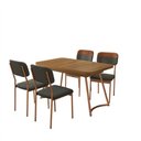 Ver imagem 4 de Conjunto Sala de Jantar Cannes 4 Lugares Tampo MDP Estrutura em Aço Rosê 130cm Móveis Carraro