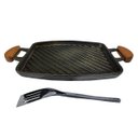 Ver imagem 2 de Chapa Bifeteira Grill Antiaderente Alça 31x24cm e Espátula