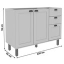 Ver imagem 3 de Balcão de Cozinha para Pia 2 Portas 3 Gavetas Branco Fosco 1532 - Genialflex