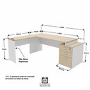 Ver imagem 3 de Conjunto 2 Peças Mesa em L com 3 Gavetas e Cadeira Ergonômica 190cm Dubai Branco