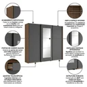 Ver imagem 5 de Guarda Roupa Casal com Espelho 3 Portas de Correr e 4 Gavetas 260cm Elegance Canela/Grafite