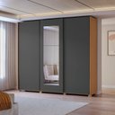 Ver imagem 7 de Guarda Roupa Casal com Espelho 3 Portas de Correr e 4 Gavetas 260cm Elegance Canela/Grafite
