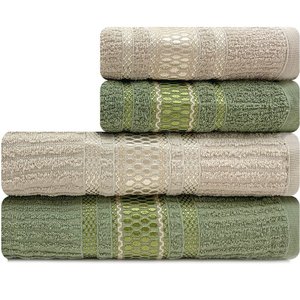 Jogo de Toalhas 4 Peças Banhão Gigante + Rosto 100 Algodão Capri Emcompre Marcotex