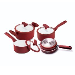 JOGO CONJUNTO PANELAS ANTIADERENTE INDUÇÃO VERMELHA HERCULES - 1