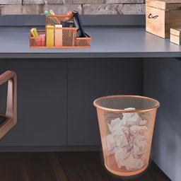 Lixeira e Kit Organizador de Mesa Rose Gold Escritório - 6