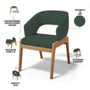 Ver imagem 3 de Kit 04 Cadeiras de Jantar e Estar Living Estofada Lince L02 Linho Verde Musgo - Lyam Decor