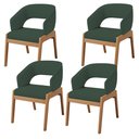 Ver imagem 1 de Kit 04 Cadeiras de Jantar e Estar Living Estofada Lince L02 Linho Verde Musgo - Lyam Decor
