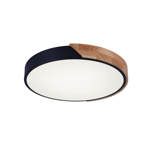 Plafon Led de Sobrepor Luz Amarela Neutra Branca 40cm 72w Bivolt:preto/madeira