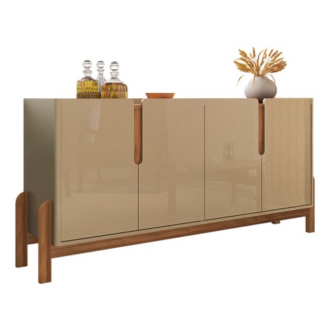 Aparador Buffet 4 Portas Belle 170 cm Champagne e Cedro - D’Rossi