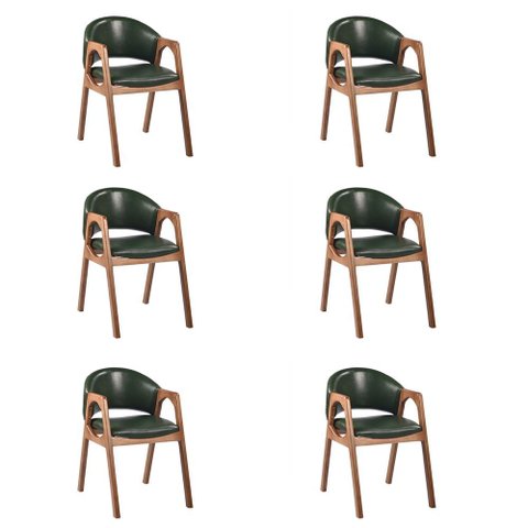 Kit 6 Cadeiras Decorativa Sala de Jantar Luxo Larissa Facto Verde - Mozzelar