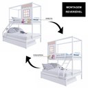 Ver imagem 2 de Treliche Casinha Reta Casal/ Solteiro Madeira Maciça Branco/ Rosa Housin