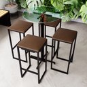 Ver imagem 1 de Conjunto Mesa Alta Bar Bistrô Redonda Vidro 4 Bancos Estofado Don Castro Decor