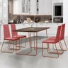 Conjunto Mesa de Jantar Industrial Noce Naturale Base Bronze Cadeiras Florença Rose - Folk Móveis - 2