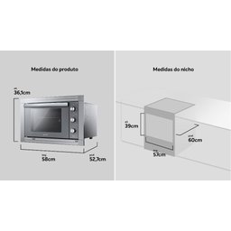 Forno de Embutir Elétrico Espelhado 44l com Grill e Timer Atlas U Top Style 127v - 8