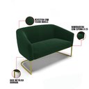 Ver imagem 3 de Sofá Namoradeira 2 Lugares Industrial Dourado Stella Bouclê Verde D03 - D'Rossi
