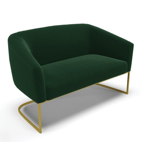 Sofá Namoradeira 2 Lugares Industrial Dourado Stella Bouclê Verde D03 - D'Rossi