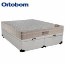 Ver imagem 5 de Cama Box Baú Queen Sintético Bipartido + Colchão Ortobom Airtech Molas Ensacadas 158x198x65:branco