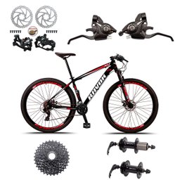 Bicicleta Aro 29 Alumínio 24 Marchas Freio a Disco Cubos K7:azul e Rosa/17" - 2