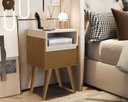 Ver imagem 1 de Mesa de Cabeceira Evora Pés Palito Nature / Off white - JM Casa dos Moveis