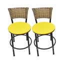 Ver imagem 1 de Kit 2 Banquetas Baixa de Cozinha Encosto Junco