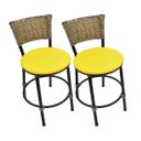 Ver imagem 2 de Kit 2 Banquetas Baixa de Cozinha Encosto Junco