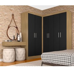 Guarda Roupa Solteiro Modulado Itala Boreal/preto - Móveis Arapongas Boreal/preto Fosco - 1