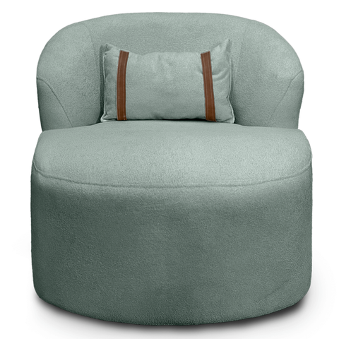 Puff Poltrona Decorativa Orgânica Roma Sala Bouclé com Almofada:verde Menta