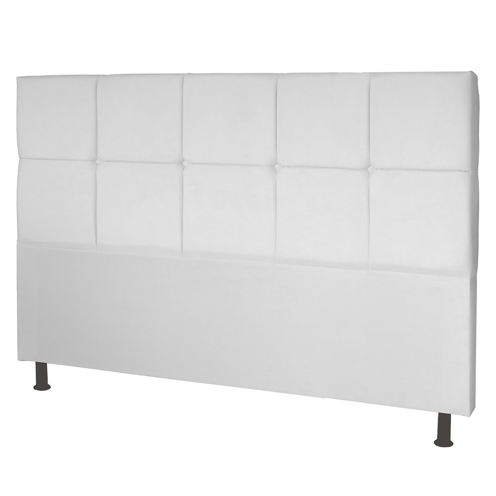 Cabeceira Estofada Carol 195 Cm King Size Com Capitonê Corino Branco - Móveis Mafer