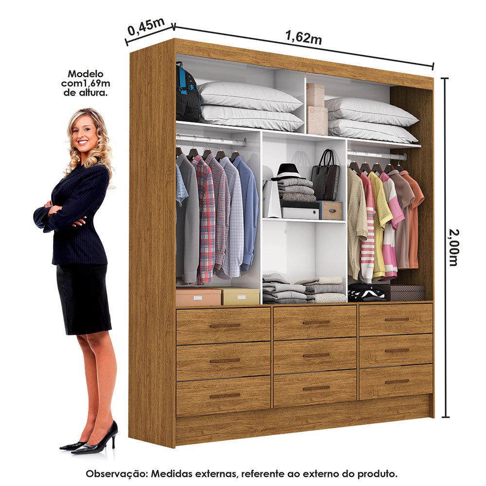 Closet Casal Sevilha 9 Gavetas Mdp Carioca Móveis | MadeiraMadeira