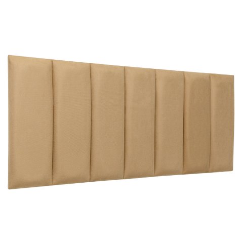 Cabeceira Casal Veludo Bege Placa Modulada Estofada Ripada Adesiva
