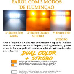 Farol de Milha Barra Aux 48w Led Branco Frio + Ambar Guincho Moto Carro Neblina C/ 3 Modos -strobo/p - 9