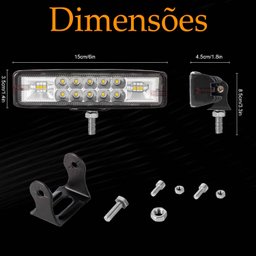 Farol de Milha Barra Aux 48w Led Branco Frio + Ambar Guincho Moto Carro Neblina C/ 3 Modos -strobo/p - 7