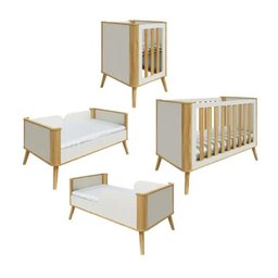 Mini Berço Infantil Kit Evolutivo Théo Amêndoa / Off White - 5