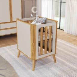 Mini Berço Infantil Kit Evolutivo Théo Amêndoa / Off White - 2